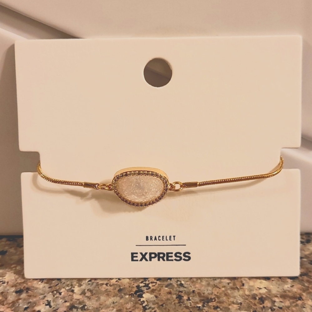 Express Cubic Zirconia Blush Stone & Gold Bracelet